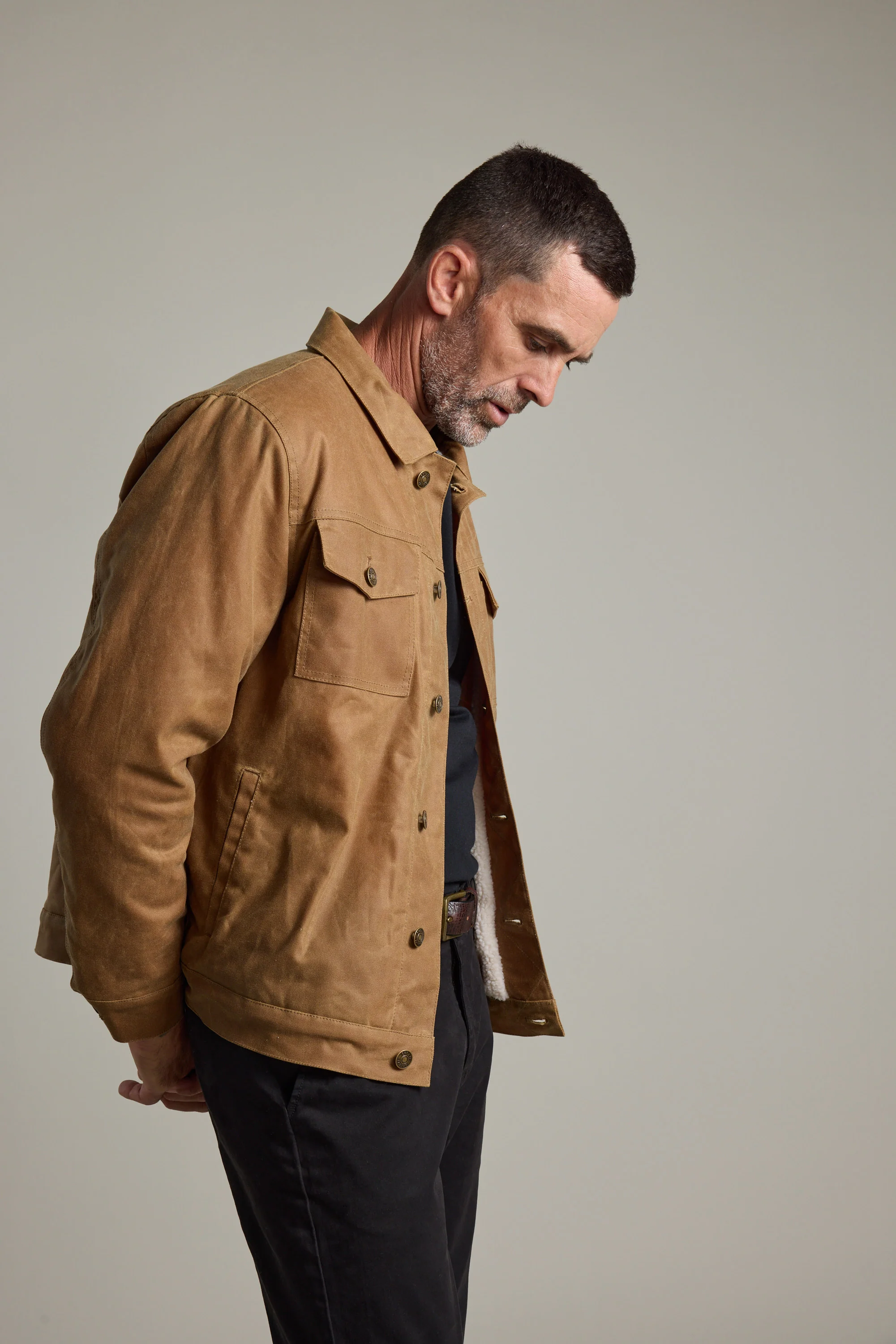 Benson Waxed Cotton Sherpa Jacket - Image 4