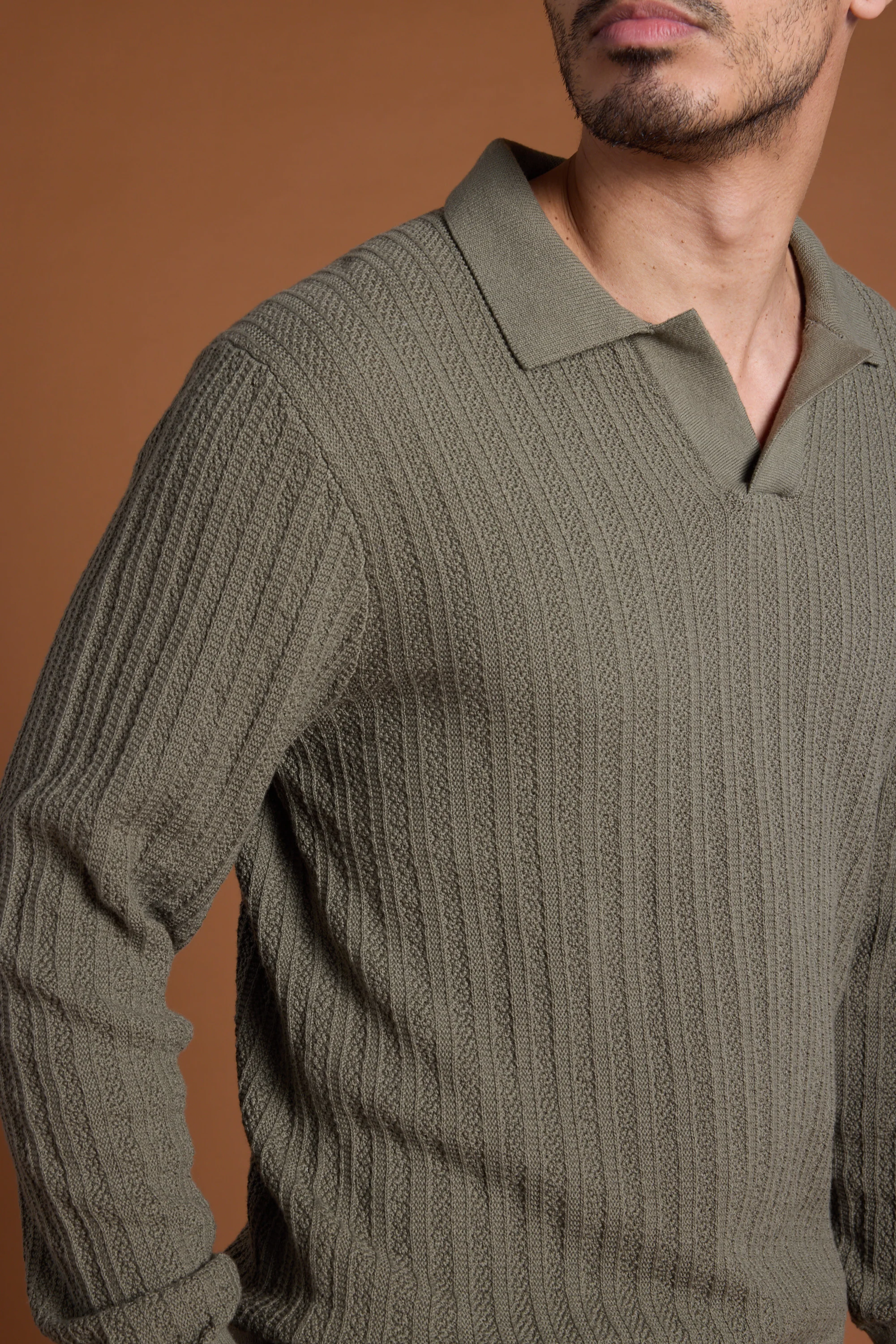 Cedar Cotton Long Sleeve Polo - Image 3