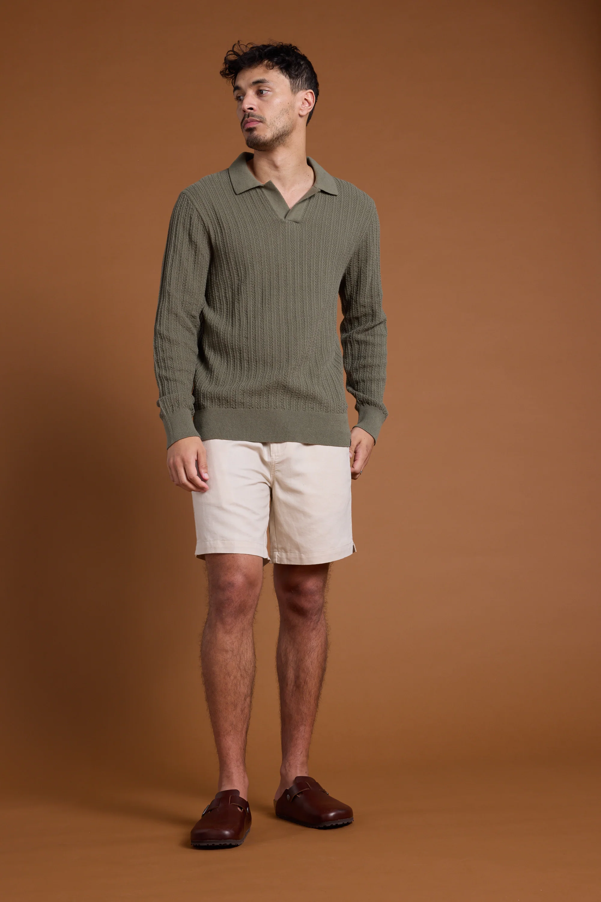 Cedar Cotton Long Sleeve Polo - Image 4