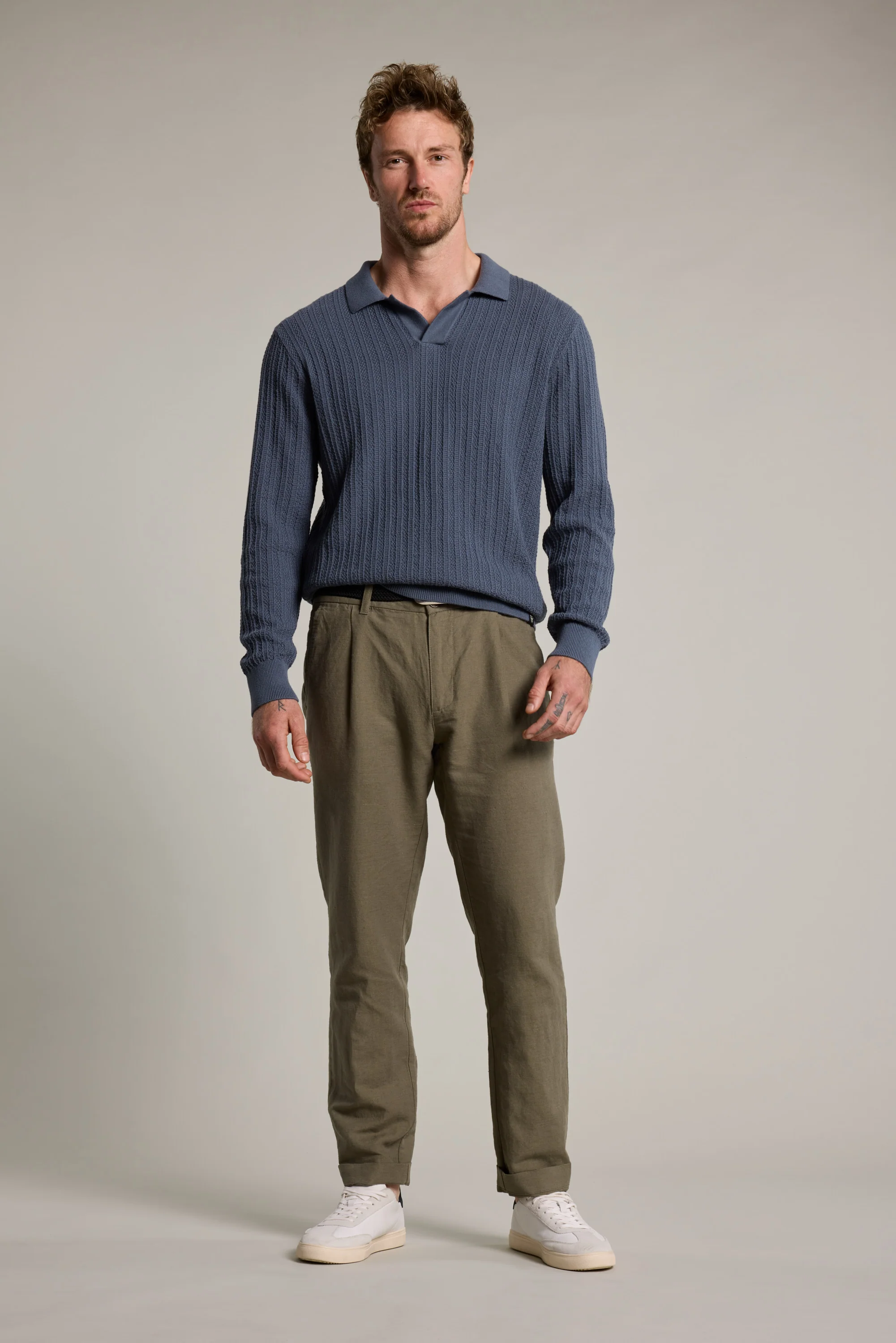 Cedar Cotton Long Sleeve Polo - Image 3