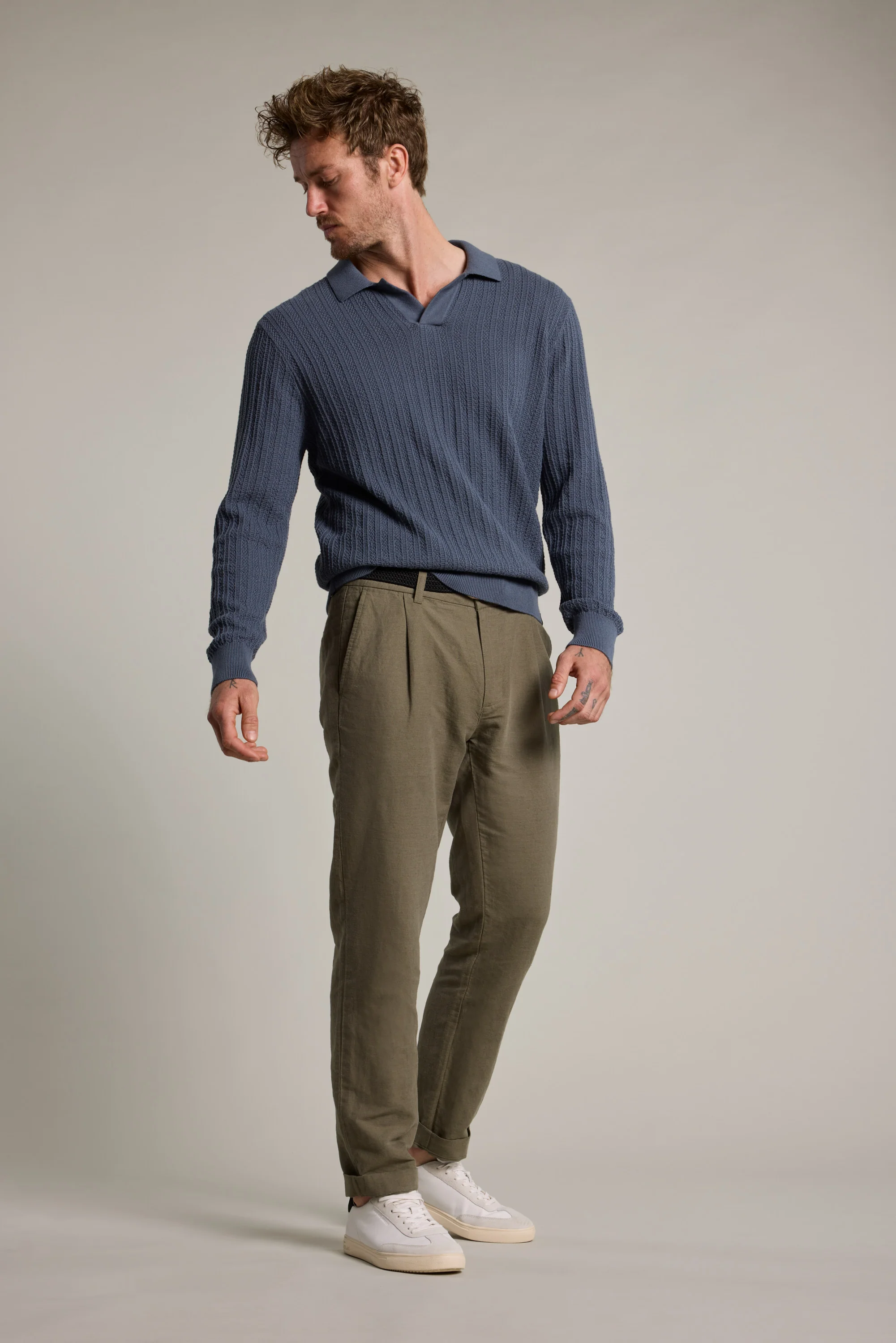 Cedar Cotton Long Sleeve Polo - Image 5