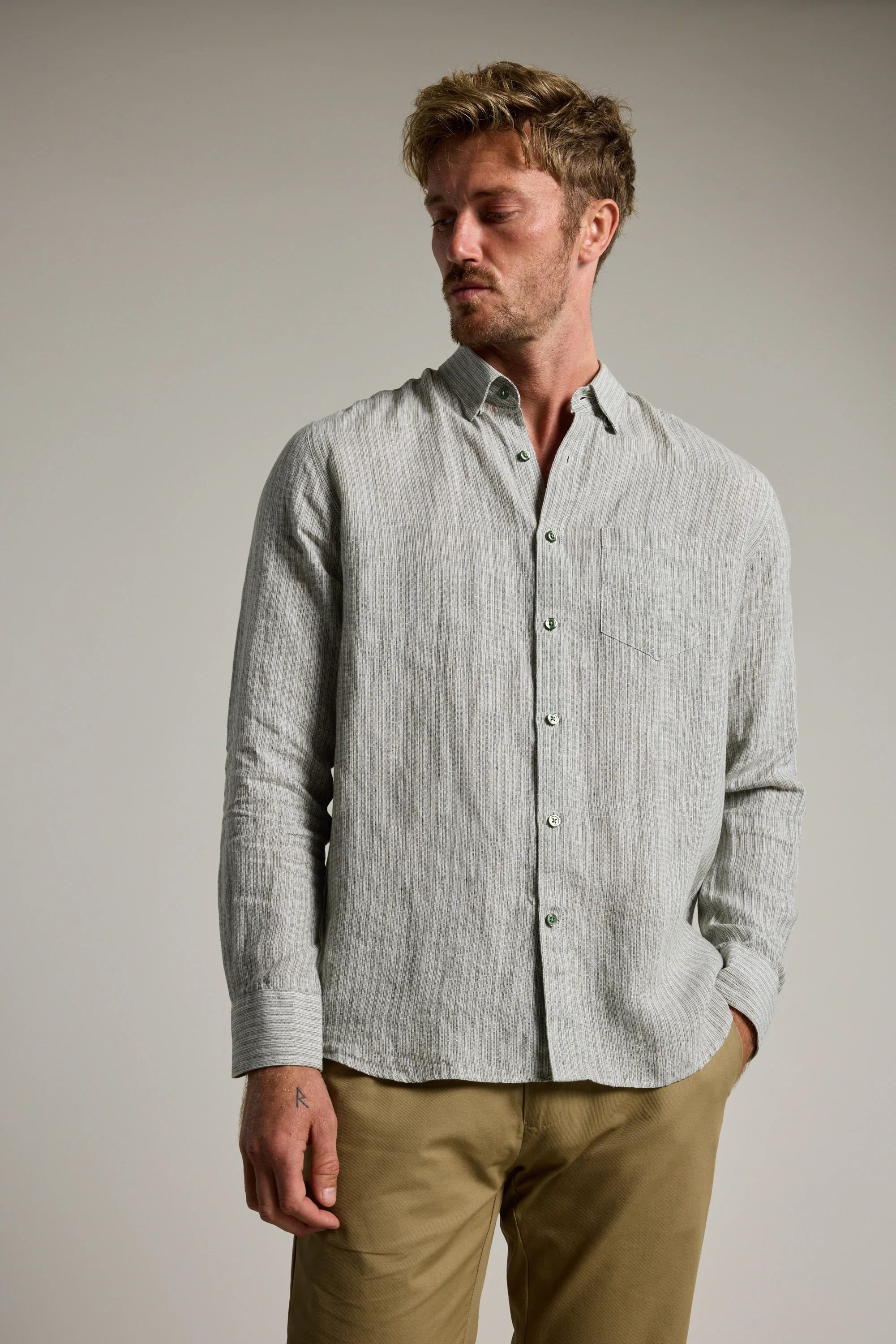 Dalton fine stripe Shirt - Image 5