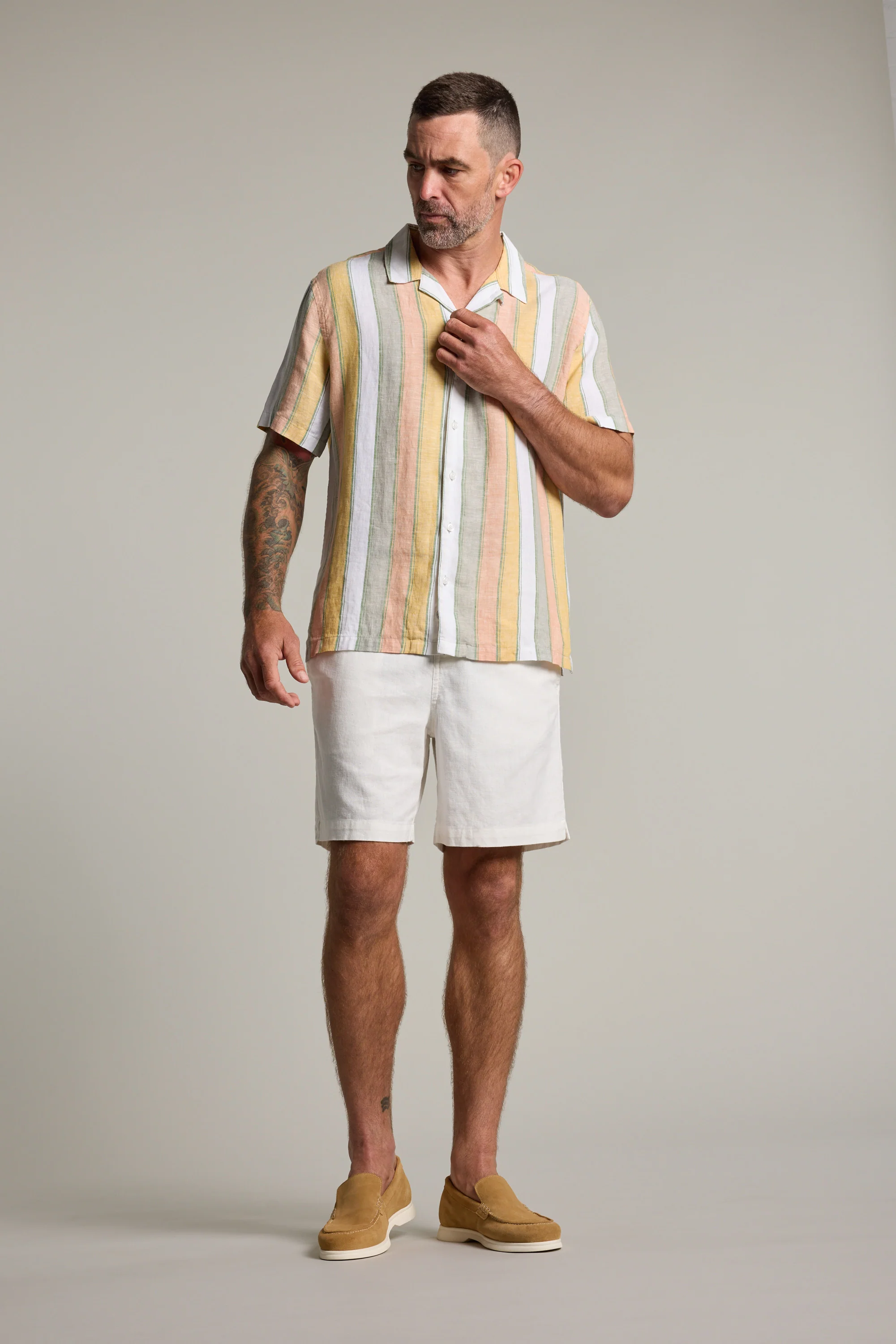 Moontide Linen Stripe Cuban Shirt - Image 3