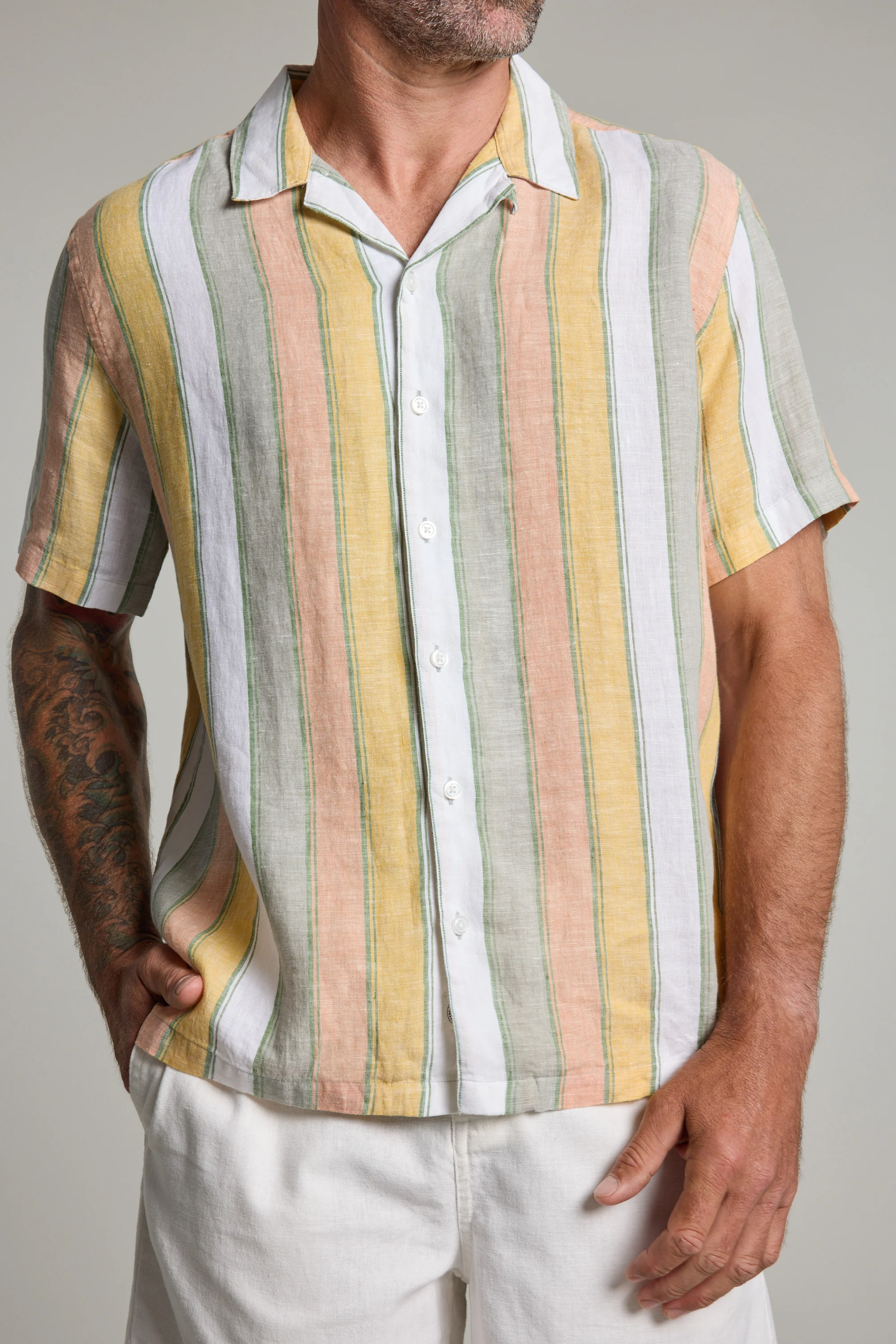 Moontide Linen Stripe Cuban Shirt - Image 4