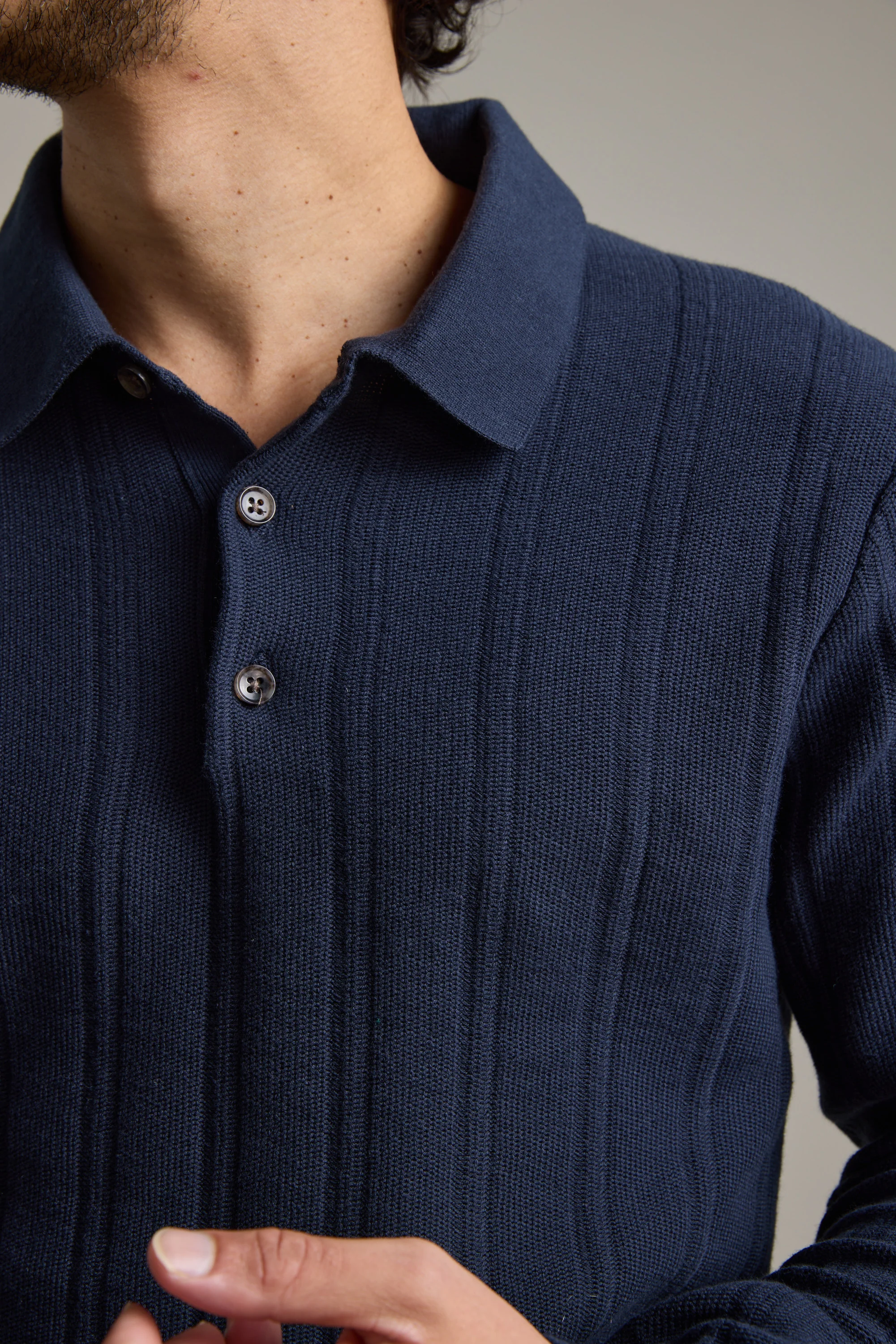 Seaside Long Sleeve Cotton Polo - Image 4