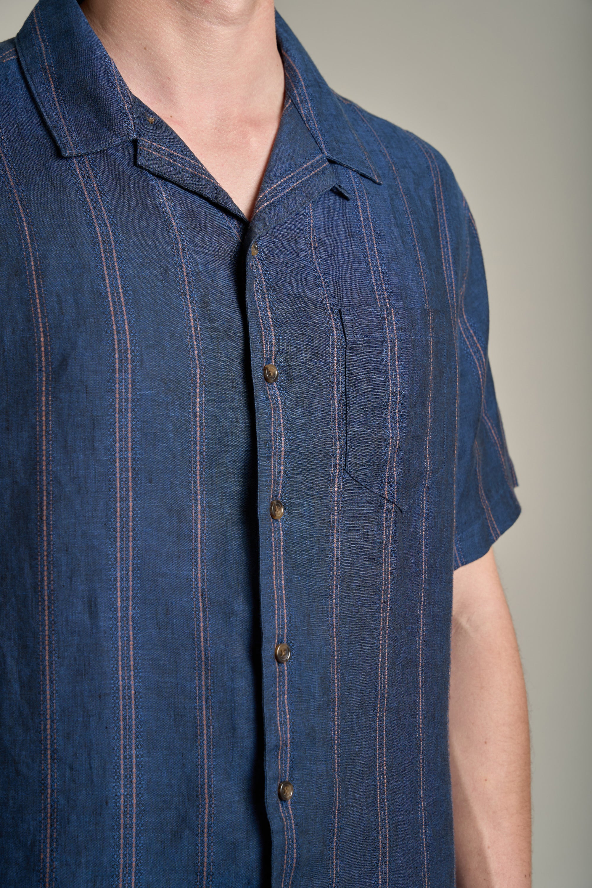 Seaway Linen Stripe Cuban Shirt - Image 4