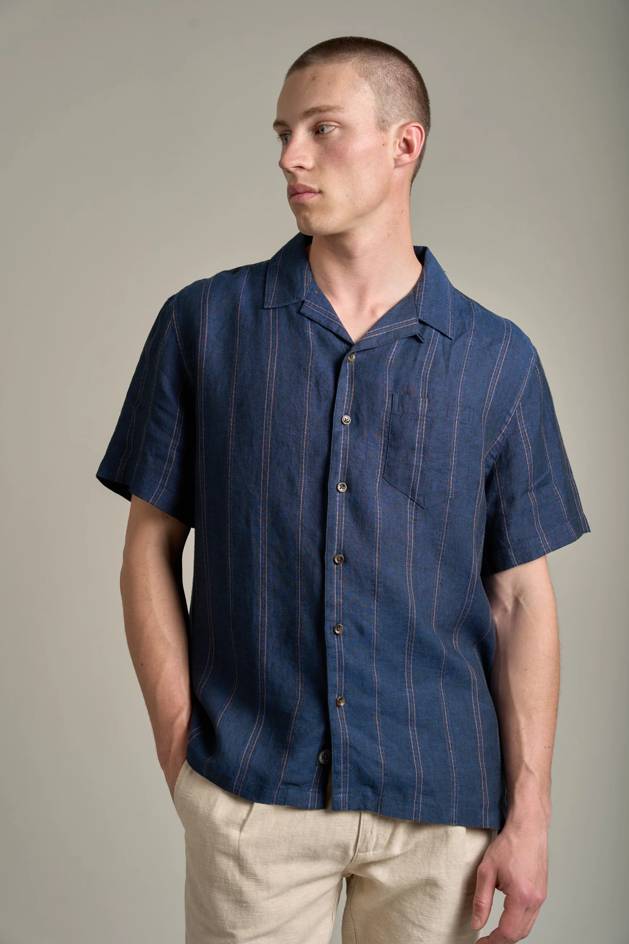 Seaway Linen Stripe Cuban Shirt - Image 5