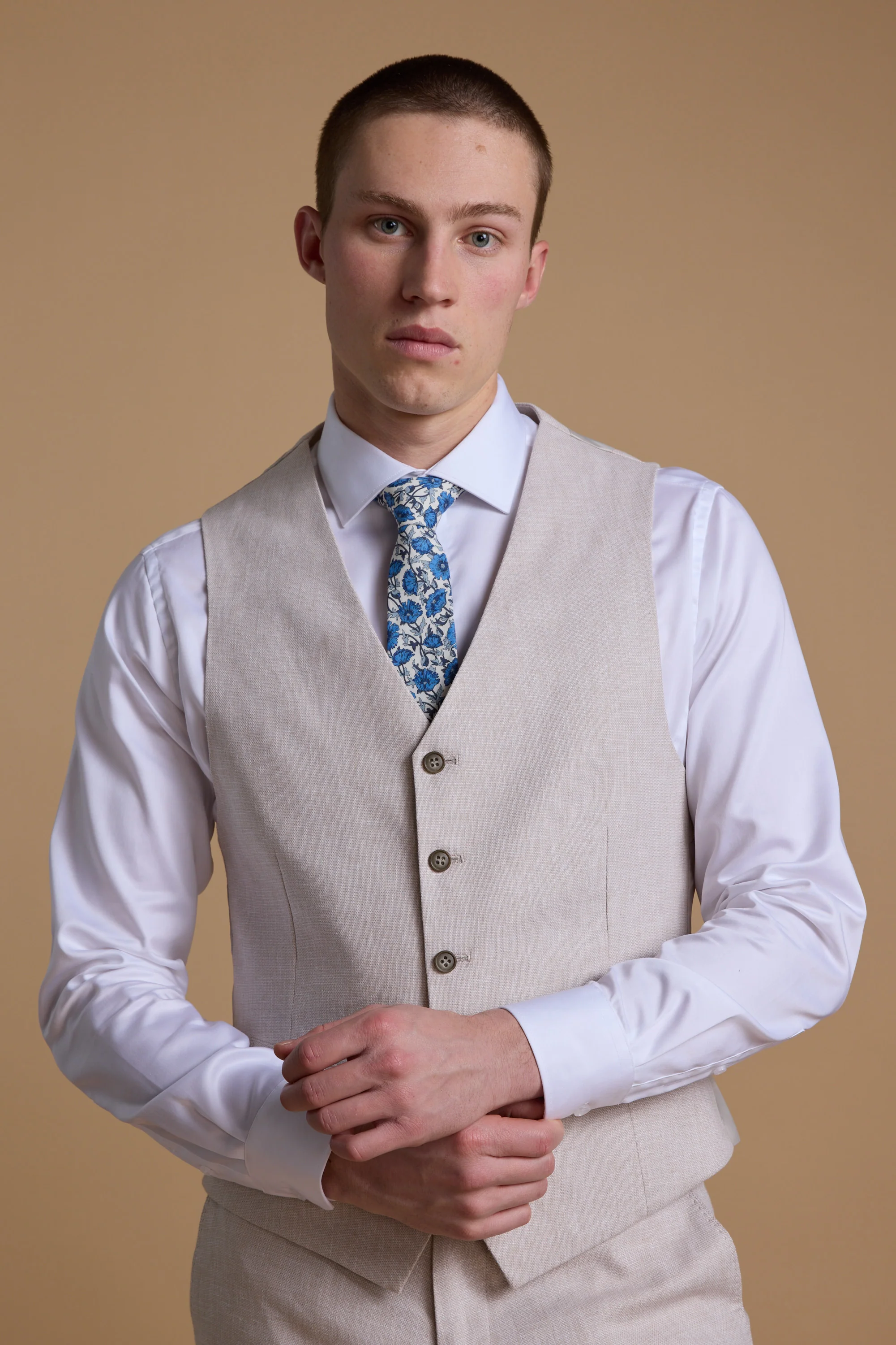 Somerton Linen Texture Waistcoat - Image 4