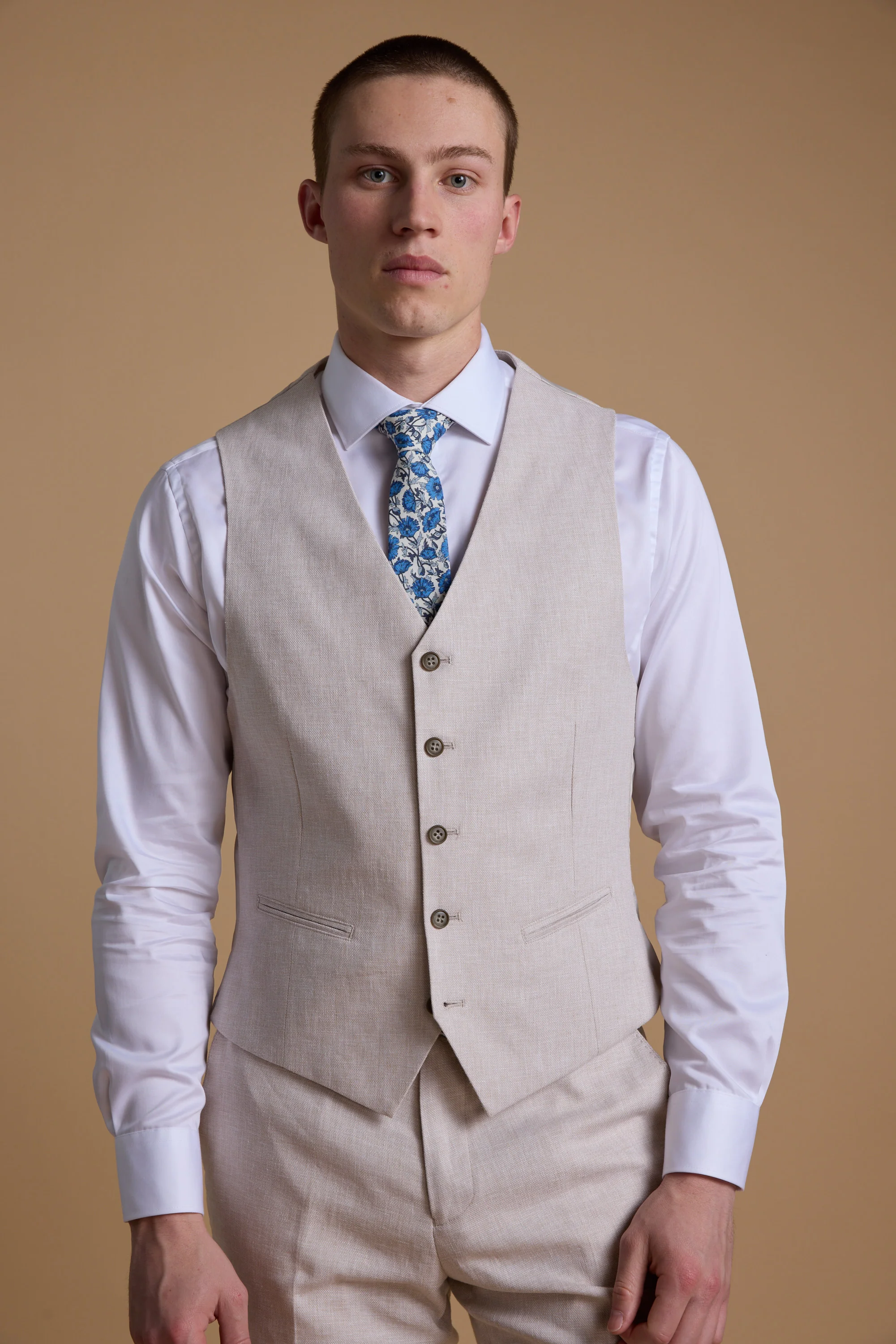 Somerton Linen Texture Waistcoat - Image 5